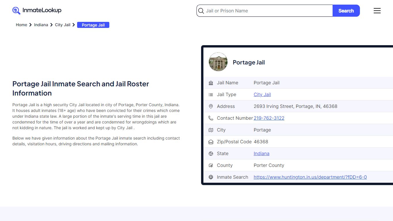 Portage Jail (IN) Inmate Search Indiana - Inmate Lookup