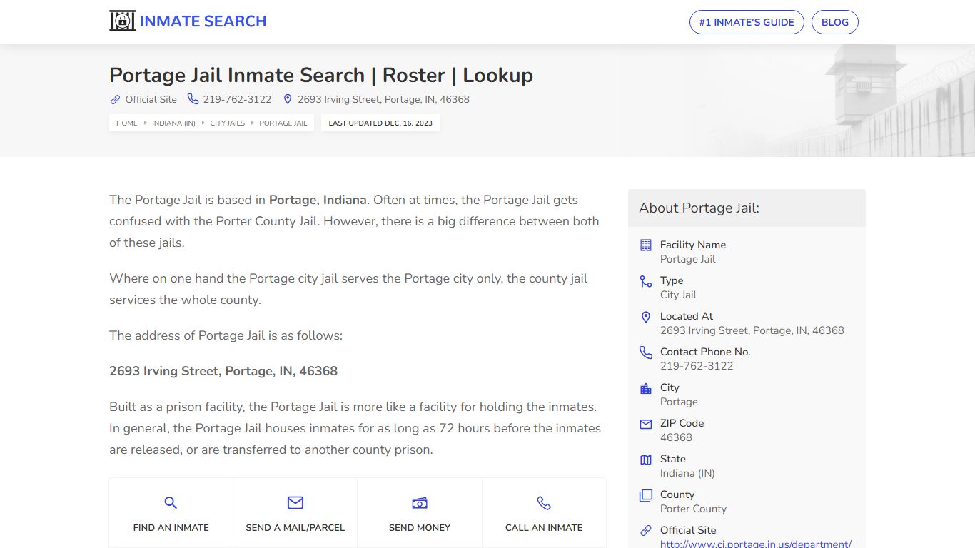 Portage Jail Inmate Search | Roster | Lookup